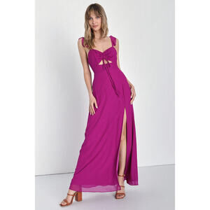 Lulus The Way To Love Magenta Ruffled Maxi Dress Purple - Size XS